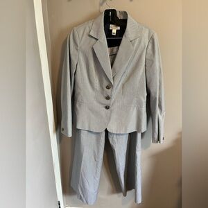 Talbots pin striped suit blazer wide leg pants lightweight Italian fabric 12P